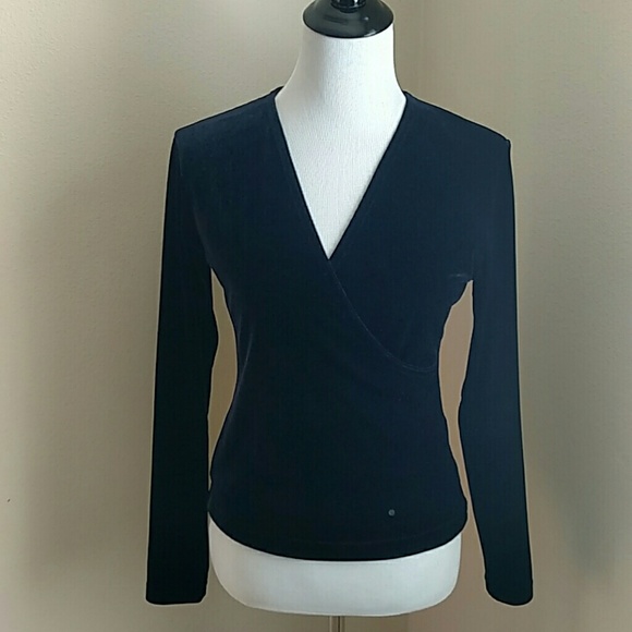 Vintage black velvet wrap top - Picture 1 of 7